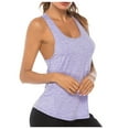 thumbnail image 4 of Gym Tops for Women Workout Sleeveless Cropped Tank Tops Open Back T-Shirt Yoga Workout Casual Athletic Stretch Racerback Breathable Tee (Purple,XL), 4 of 4