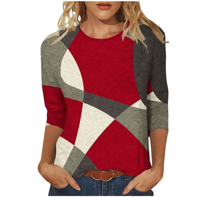 Pisexur Women's Plus Size Tops Long Sleeve Color Block Tops Crewneck Sweatshirts Pullover Tunic Shirts Blouses