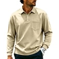 thumbnail image 5 of Trgacdwlo Men's Polo Shirts Lightweight Long Sleeve Shirts for Men Summer Fall Moisture Wicking Golf Polo Shirt Men with Pocket Light Brown XL, 5 of 10