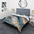 thumbnail image 1 of Designart "Marble Dreams Blue And White Vision" Abstract Bedding Covert Set - Modern Blue Transitional Bed Set With 2 Shams, 1 of 6