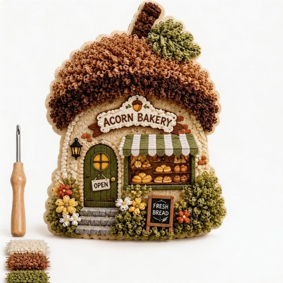 Poke Art Kits For Adults, 3D Cottage Fabric Craft Home Decor Beginners | No-Sew Technique For Easy Creation. Full Tool Set Enables Instant Start. Great For Stress Relief, Leisure And Gifting