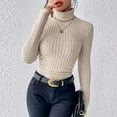 thumbnail image 7 of Wlynlyn Womens Long Sleeve Tops Turtleneck Thermal Underwear Tops Ribbed Knit Basic Slim Lightweight Fall Fashion Top, 7 of 7
