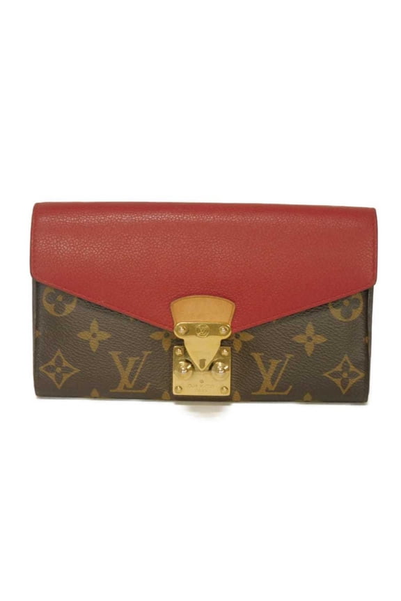 Pre-Owned Louis Vuitton Portefeuille Pallas Long Wallet, LV Logo, Flower, S-shaped Lock, Red...