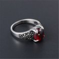 thumbnail image 6 of PAMTIER Unisex Classic Vintage Stainless Steel Carved Flower Pattern Oval Garnet Gemstone Ring Gothic Dragon Claw Red Size 11, 6 of 6