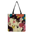 thumbnail image 3 of Graphic Cartoon Cat Print Canvas Bag, Lightweight Shoulder Bag, Versatile Shopper Bag, 3 of 4