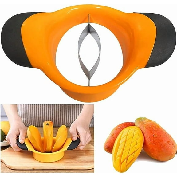 Mango Slicer Cutter Pitter with Stainless Steel Blade, Mango Pit Remover Tool with Grip Handle
