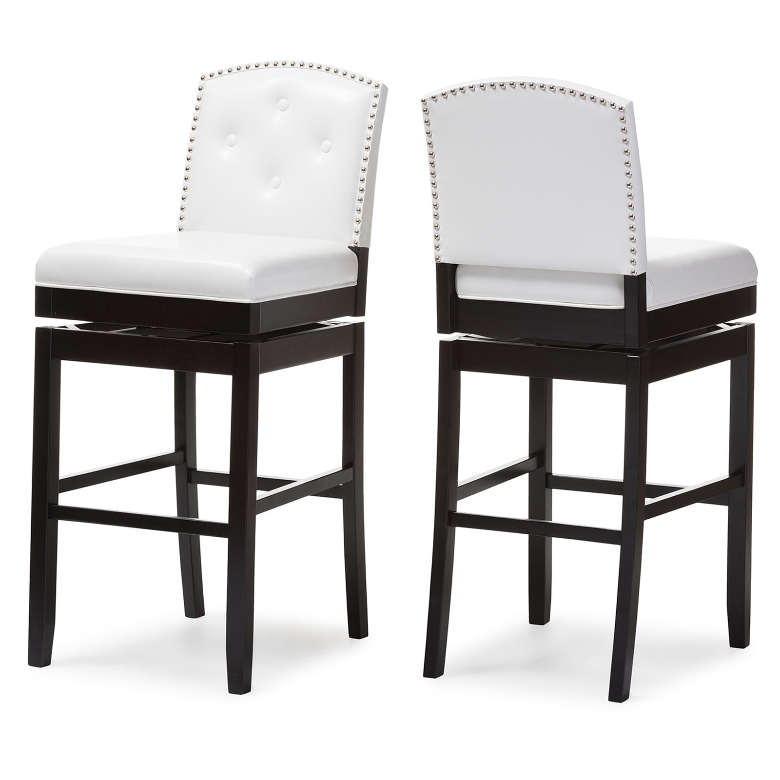 Baxton Studio Ginaro Modern And Contemporary White Faux Leather Baxton Studio Ginaro Modern And Contemporary White Faux Leather On Tufted Upholstered Swivel Bar Stools Set Of 2 Com