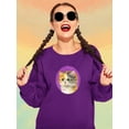 thumbnail image 2 of Wide Open Eyes Cat Sweatshirt Women -Kayomi Harai Designs, Female Small, 2 of 4