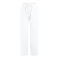 thumbnail image 4 of Lumtrix Linen Pants Women Drawstring Wide Leg Trousers Straight Casual Pleated Pants Cotton Summer Lounge Pant With Pockets White S, 4 of 5