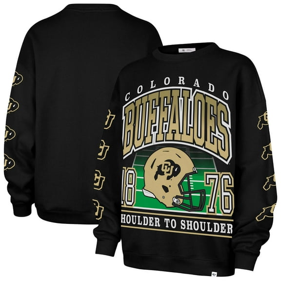 Women's '47 Black Colorado Buffaloes Go Big Oversized Pullover Sweatshirt