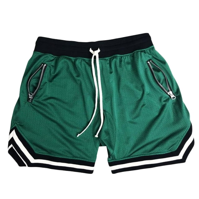 Mens Gym Training Drawing Straps Short Zipper Pockets Fitted Jogging Pant