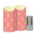 thumbnail image 2 of Cute Stripe Stars Pattern Flameless Candles 2 PCS with Remote Realistic Moving Flame LED Tapered Pillar Set for Home Decor, 2 of 7