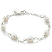 Molly B London Girl's Sterling Silver Pearl Bracelet for Baptism, Quinceaera and First Communion Gift