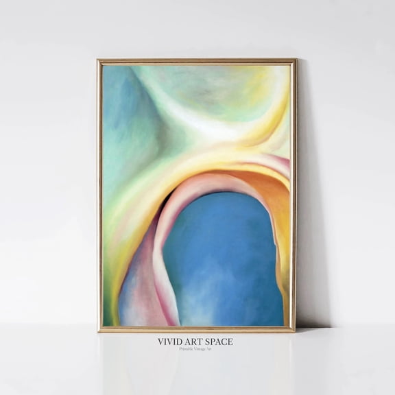 Georgia O'Keeffe Over Blue, Modern Vibrant Minimalist Painting, Spiritual Abstract Print Wall Art, UNFRAMED PAPER POSTER, Home Decor, Vintage Gift, Living Room Dercor
