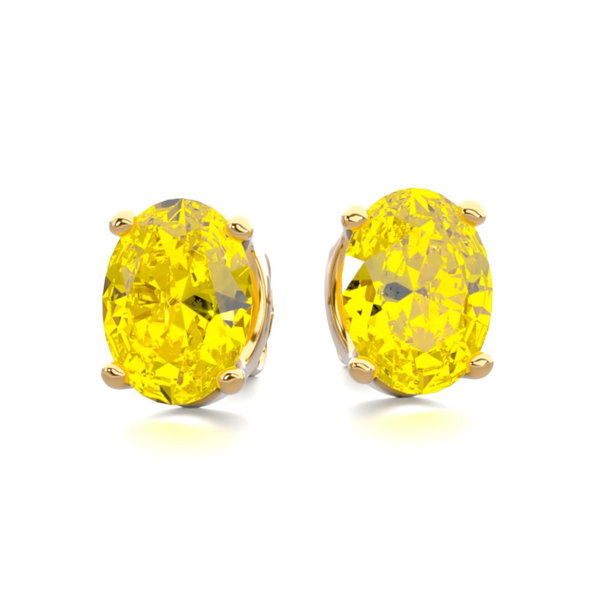 SuperJeweler 2 Carat Oval Shape Citrine Stud Earrings In 14K Yellow Gold Over Sterling Silver For Women