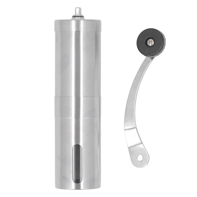 Molinillo de café manual de acero inoxidable con forma cónica y manivela, ajustes ajustables de fino a grueso para viajes de acampada