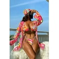 thumbnail image 4 of Sexy Summer Printed Bikini Cover Up Four Piece Set (L, MultiGreen), 4 of 9