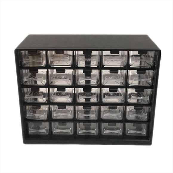 Gabinete de Almacenamiento con Cajones Transparentes Combinados 25 Piezas, Caja Piezas Negra Desmontable, ClasificacióN Hardware