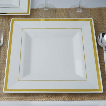 Balsacircle 10 Pcs Disposable Plastic Square Plates For Wedding
