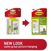 Command Large Picture Hangers, Holds 15 lbs, White, Damage-Free Hanging, 12 Pairs Adhesive Strips
