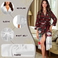 thumbnail image 6 of Yuyamidu Christmas Robes for Women Snowman Bathrobe Sleepwear Snowflake Mid-Length Night Robe Size M Red Black Stripes Long Sleeves Kimono Robe with Waist Belt, 6 of 7