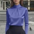 thumbnail image 2 of Ltctricy Blouses for Women Trendy Long Sleeve Mock Turtleneck Pleated Front Business Casual Work Shirts Dressy Work Tops(Purple,Large), 2 of 7