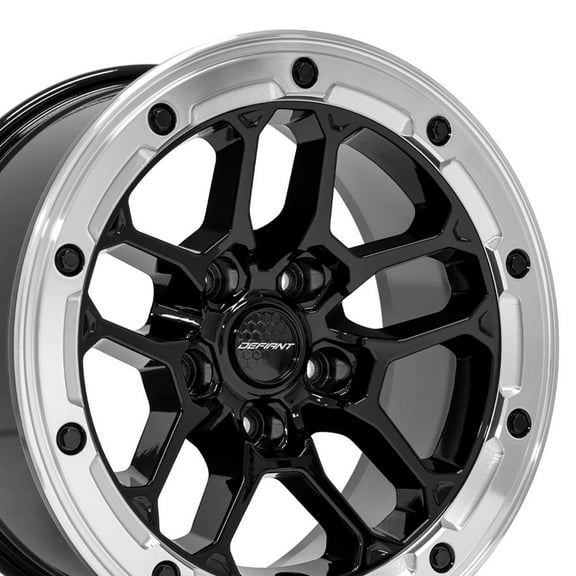 17x8 DEFIANT DF01 Gloss Black with Milled Ring Wheel 5x5 (12mm)
