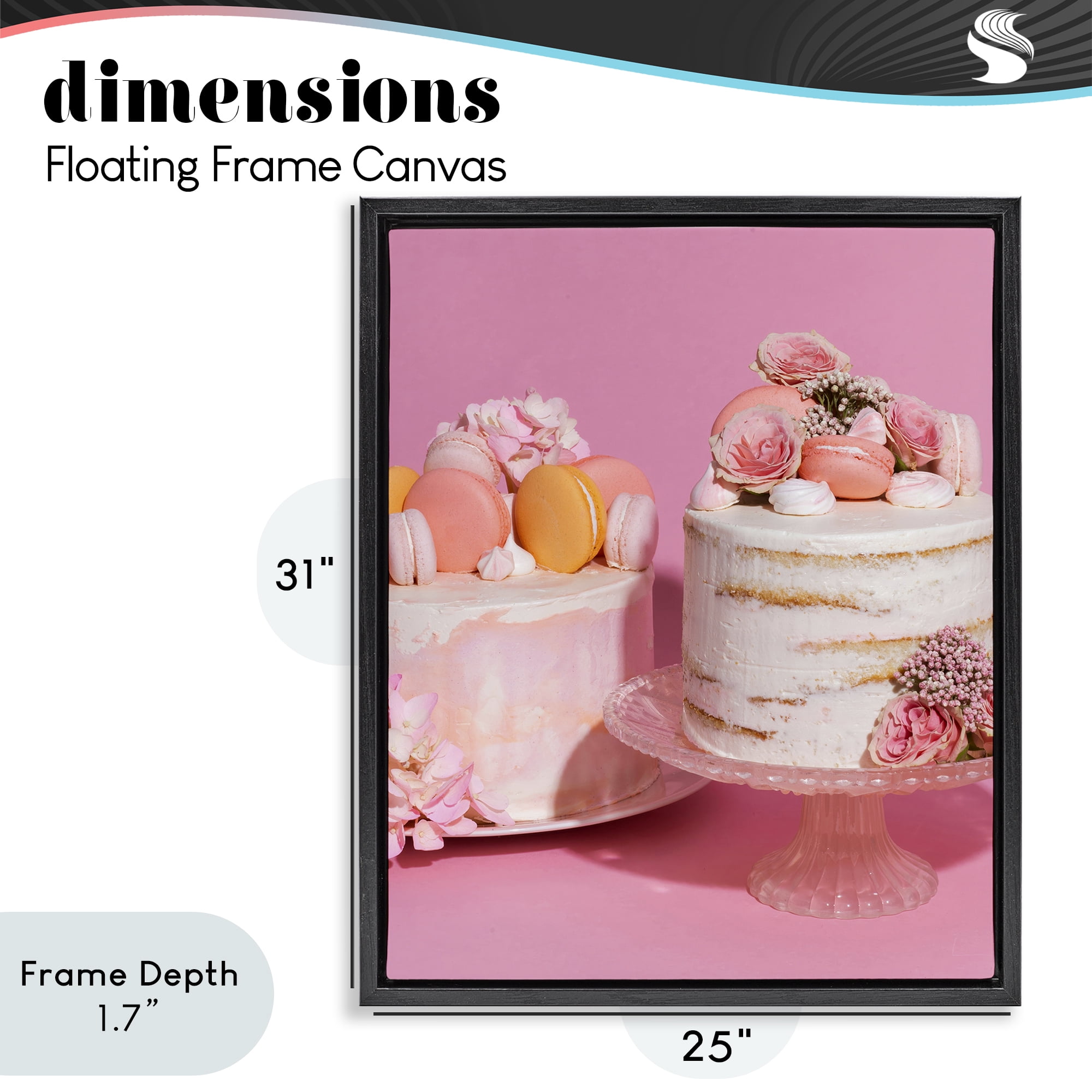Stupell Industries Pink Pastel Macaroon Cakes Black Framed Floater Canvas Wall Art, design by LISH Creative