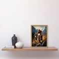 thumbnail image 2 of Motocross Bikers Racing Action Shot Oil Painting Stone Blue Orange Scenic Mountain Landscape Artwork Framed Wall Art Print A4, 2 of 5
