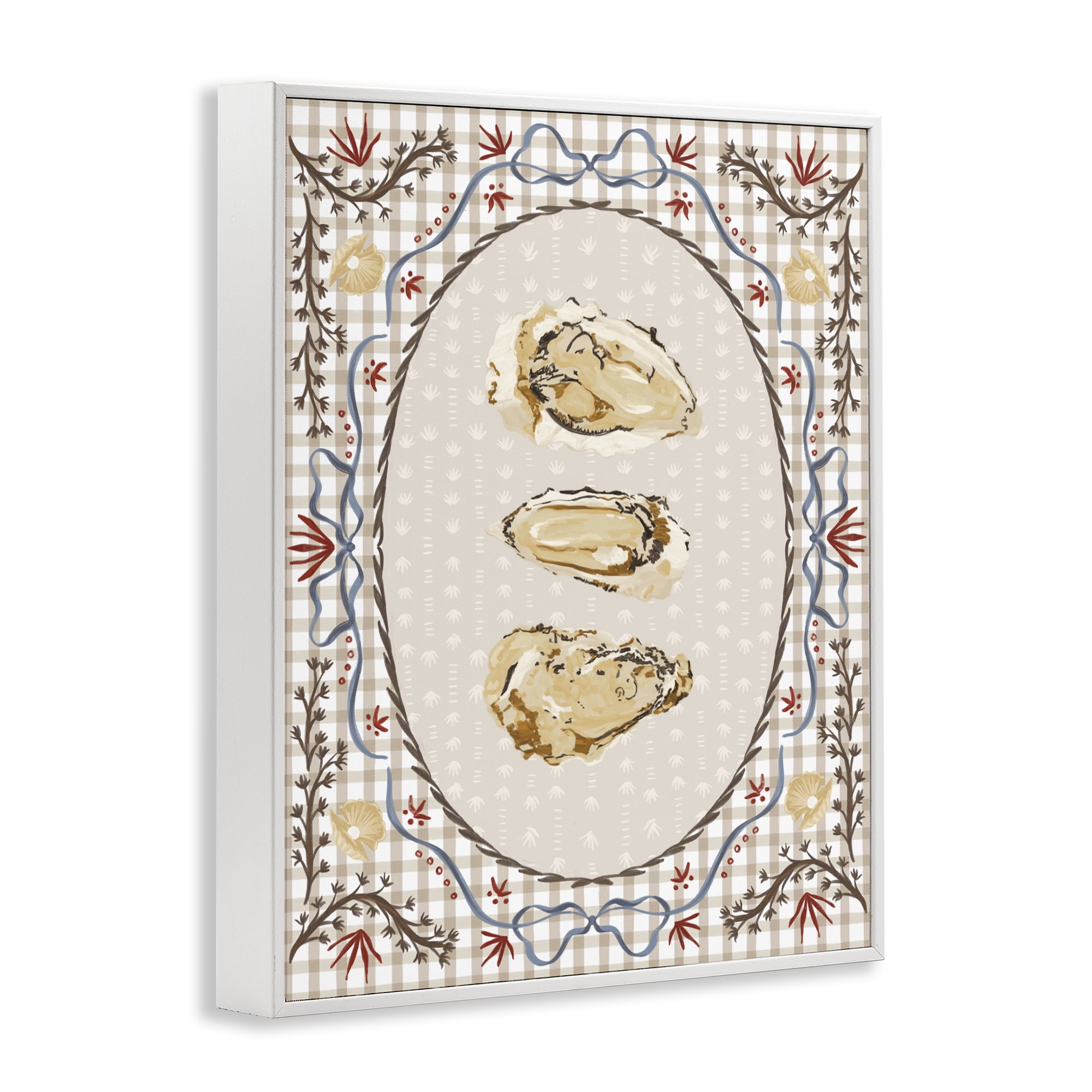 Stupell Industries Vintage Oyster Trio White Framed Giclee Art, design by Vero Illustrates