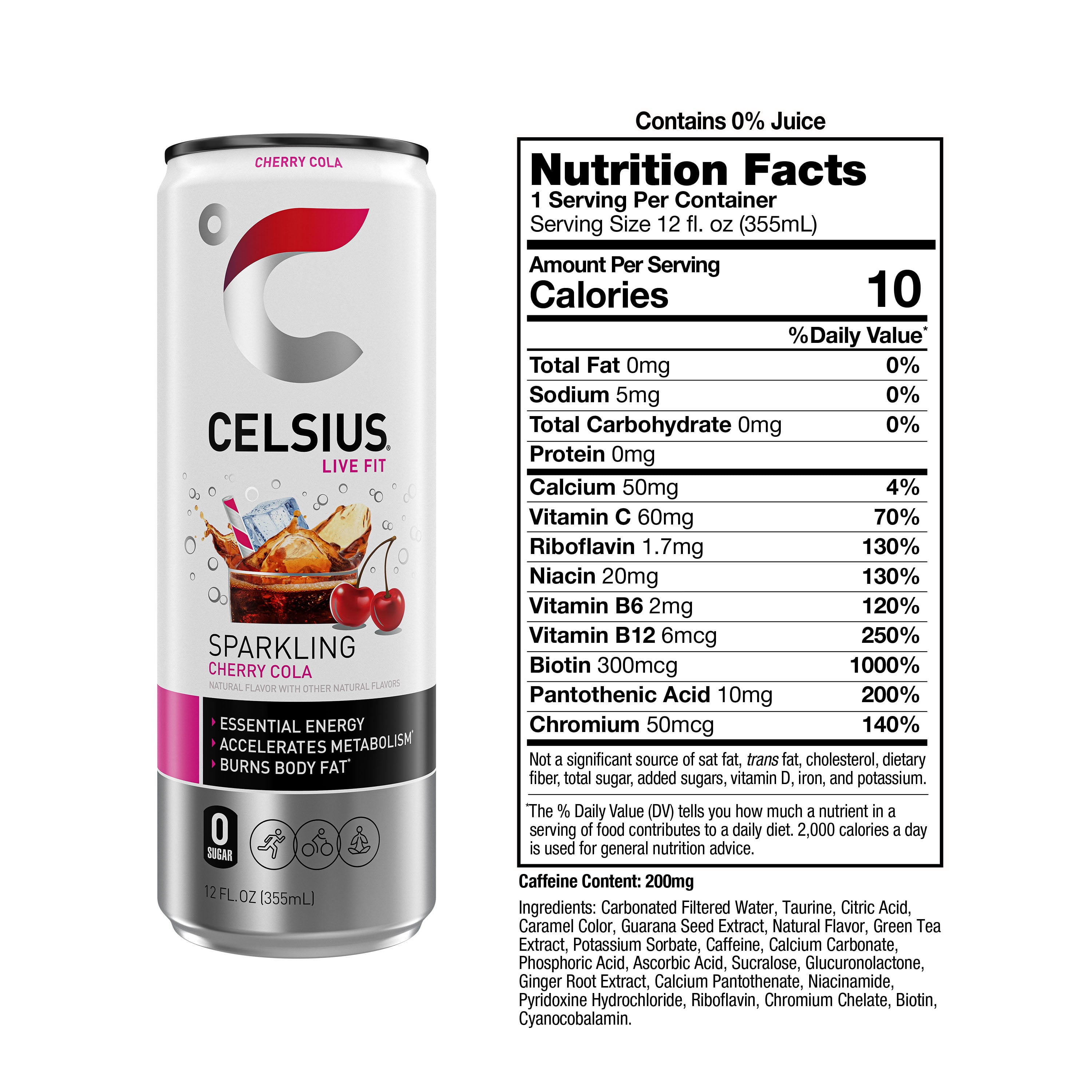 CELSIUS Sparkling Cherry Cola, Functional Energy Drink 12 fl oz (Pack of 12)