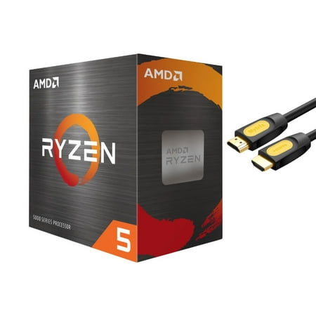 AMD-Ryzen 5 5600X 4th Gen 6-core Desktop Processor with Wraith Stealth Cooler, 12-threads Unlocked, 3.7 GHz Up to 4.6 GHz, Socket AM4, Zen 3 Core Architecture, StoreMI Technology w/ Mytrix HDMI Cable