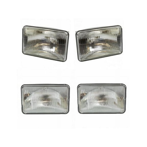 Headlight Assembly Set 4 Piece - Compatible with 1977 - 1979 Ford Ranchero 1978