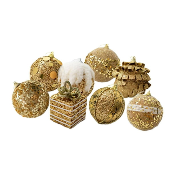 Adornos de bolas navideñas, adornos colgantes, manualidades de bricolaje, decoración de árbol para fiesta Oro 8 piezas