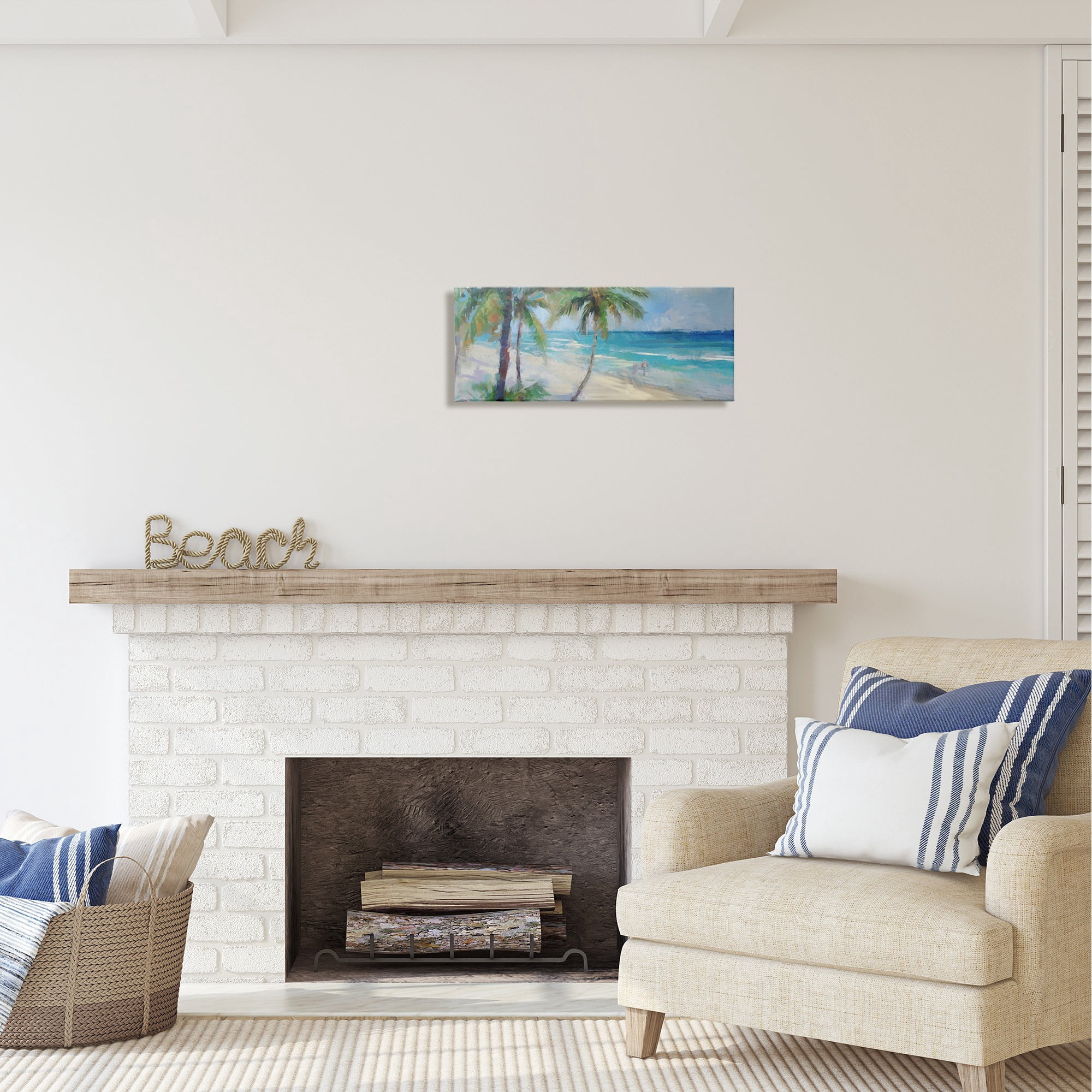 Stupell Industries Tropical Sea Waves Scene Landscape Painting Gallery Wrapped Canvas Art Print Wall Art, 24 x 10