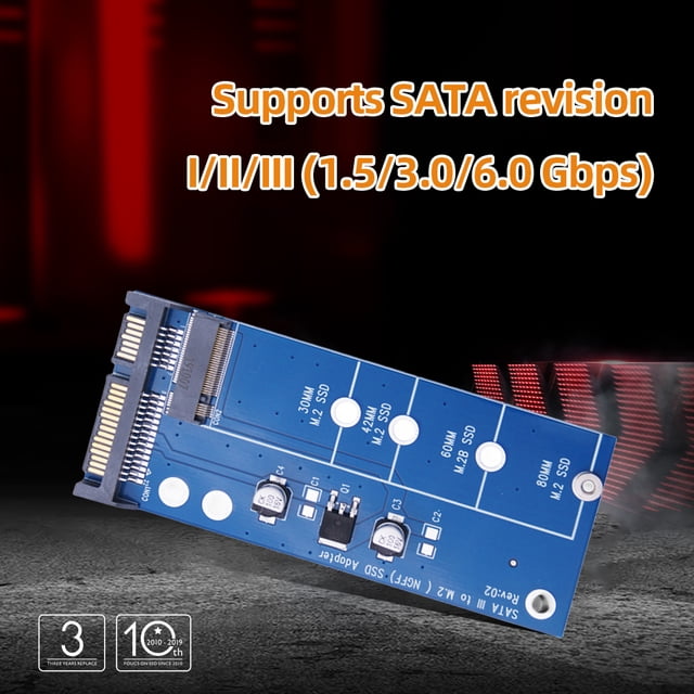 Adaptador M.2 SSD B Key M2 SATA Riser SATA3 6G Tarjeta compatible con 2230/42/60/80 M.2 SSD