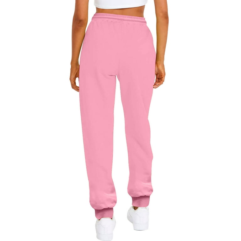 Cindysus Womens Cinch Bottom Sweatpants High Waisted Athletic Workout  Joggers Lounge Pants Activewear with Pockets Pink XL 