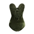 thumbnail image 4 of KelaJuan Women's Strapless Bodysuit, Sexy Deep V Neck Cross Back Velvet Bodycon Leotard Top, 4 of 8