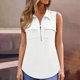 thumbnail image 2 of TaTaai Women Collared Tank Top Summer Quarter Zip Sleeveless V Neck Shirt Style Breathable Lightweight Machine Washable No Fading Casual Fashion Daily Wear Top Gift, 2 of 9