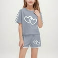 thumbnail image 2 of Piuwrlz Kids Short Sets Boys Girls Summer Outfit Set Printed Round Neck Tight Shirt T-Shirt and Shorts Set Gray Size 10 Years, 2 of 9