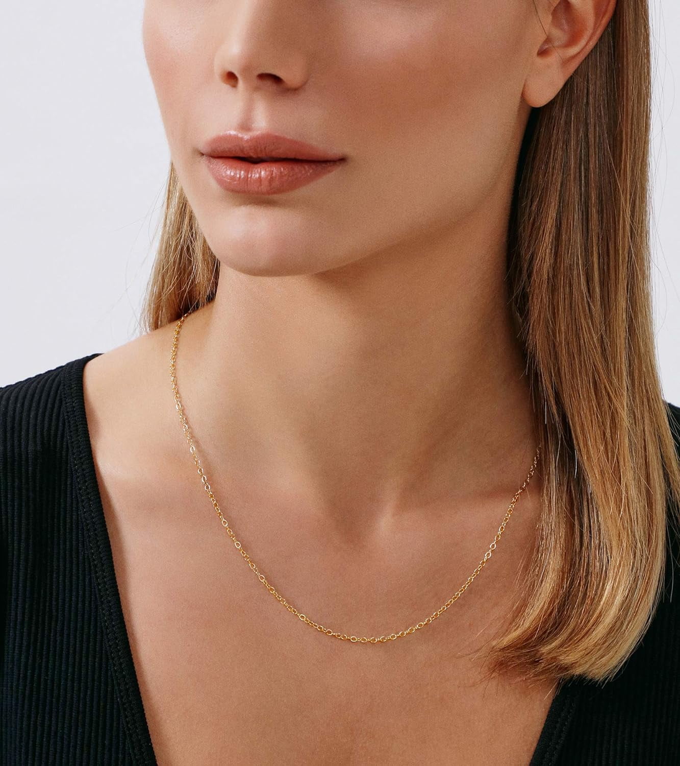 Jewelry Atelier Gold Chain Necklace Collection - 14K Solid Yellow Gold Filled Cable/Rolo/Pendant Link Chain Necklaces for Women and Men with Different Sizes (2.0mm, 2.7mm, or 3.6mm)
