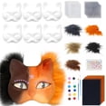 thumbnail image 5 of Dserhfy 6Pcs Cat Masque Kit DIY Hand Painting Blank Cat Masque with Fur Eye Mesh Felt Sheet Furry Animal Therian Masquerade Accessory for Carnival Cosplay Party, 5 of 8