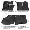 thumbnail image 2 of Botas de combate SUEDI con suela gruesa con plataforma y lengüeta negras para mujer, 2 of 6
