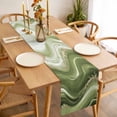 thumbnail image 3 of Green Abstract Waves Table Runner - 120 Inch Long, Kitchen Dining Table Runner Dresser Scarves, Gradient Fluid Luxury Oil Painting Farmhouse Decor for Coffee Tables Wedding Party Banquet, 3 of 8