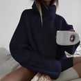 thumbnail image 4 of Blue Sweatshirt for Women's 2023 Winter Sweaters Oversized Turtleneck Long Sleeve Chunky Knitted Tunic Pullover Tops Women Fall Clothes, 4 of 6