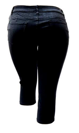 Jack David Women's Plus size Black capri bermuda distressed ripped denim jeans - image 2 of 4