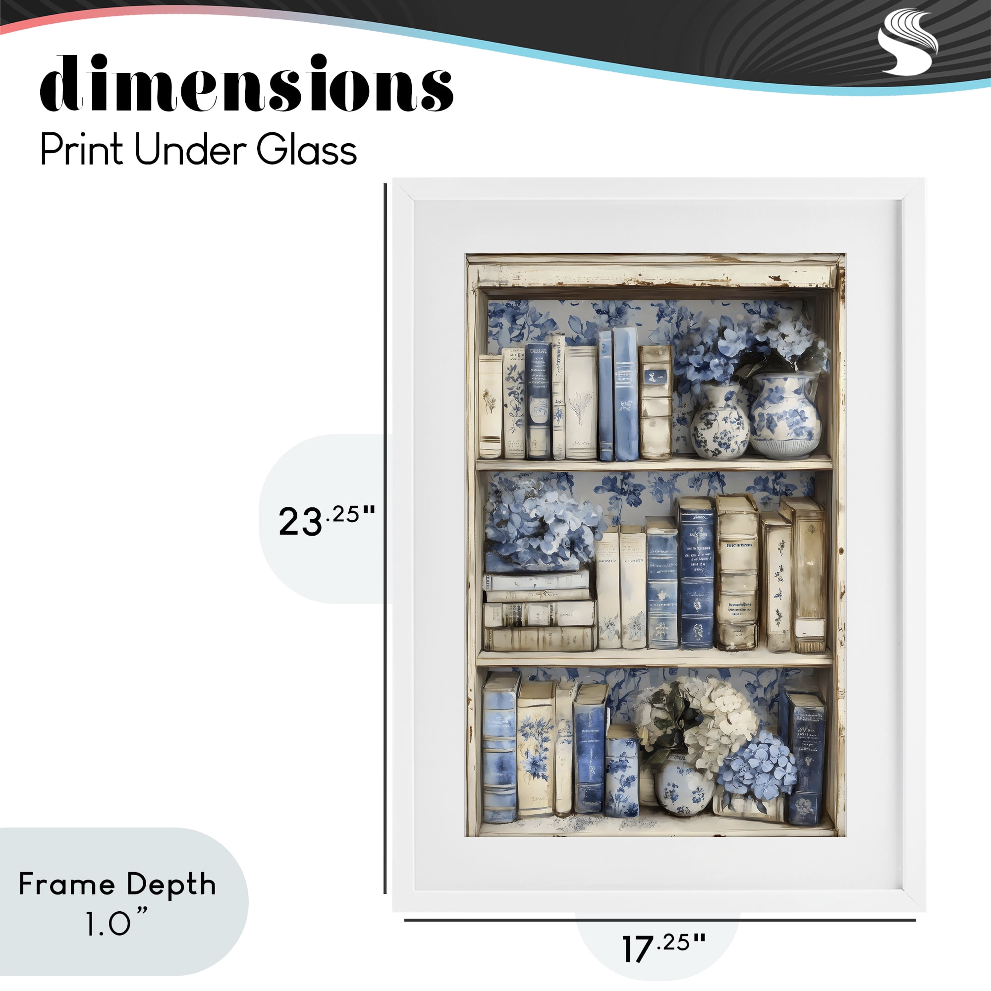Stupell Industries Blue & Beige Bookcase White Framed Print Under Glass, design by LSR Design Studio
