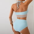 thumbnail image 6 of Women's Bikini Set Solid Color Two Piece Swimsuit with Removable Bra Pads No Underwire for Beach Swimming Vacation,Sky Blue,M, 6 of 7