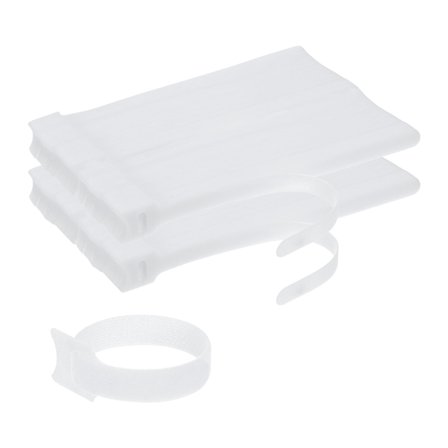 Uxcell 200-Pack Reusable Cable Ties 7.9 in Fastening Adjustable Hook and Loop Tie Wrap for Office, White