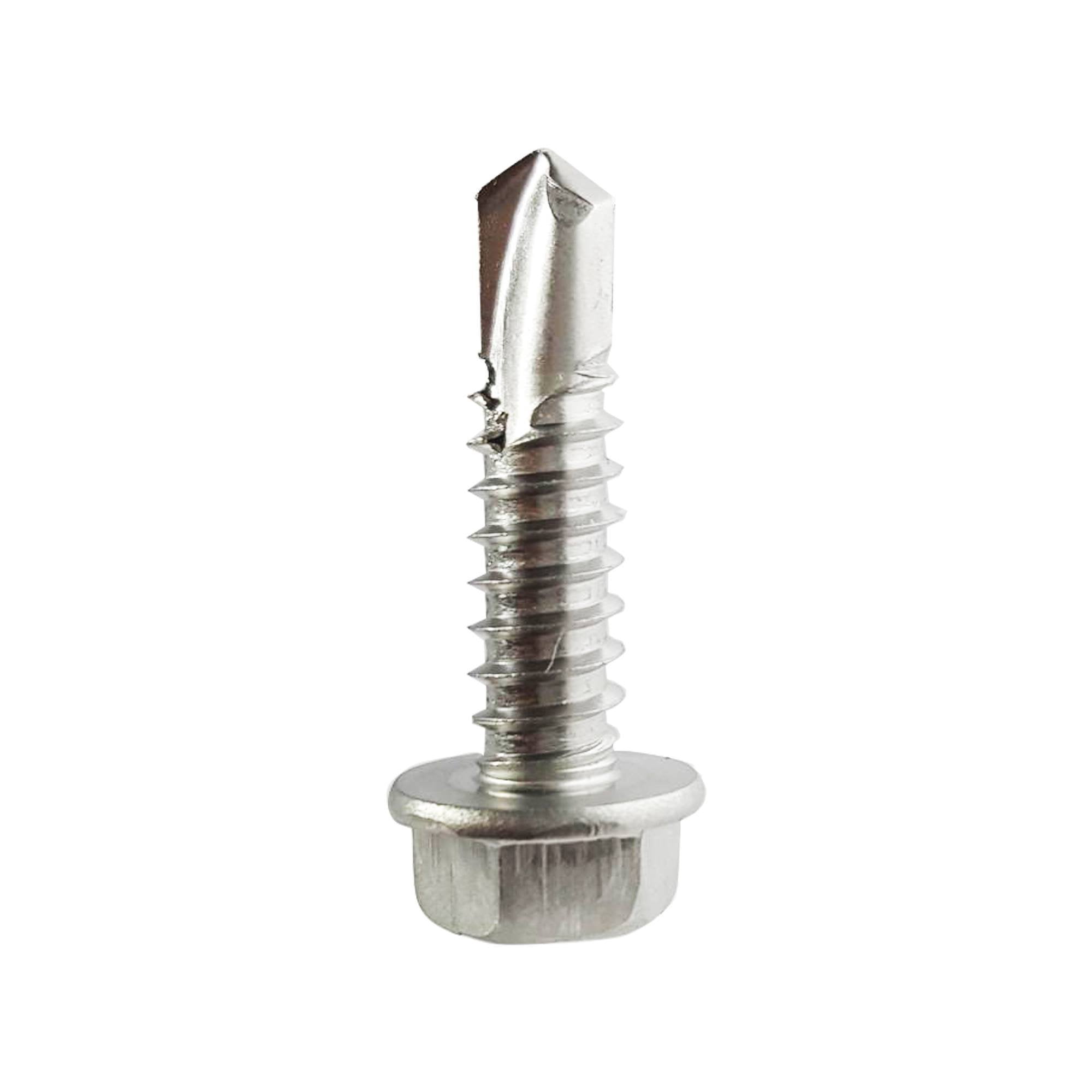 #10 x 3" Hex Washer Head Self Drilling Sheet Metal Tek Screws Qty 50, 410 Stainless Steel, Self Driller Number 10 Size x 3" Length By Fastenere